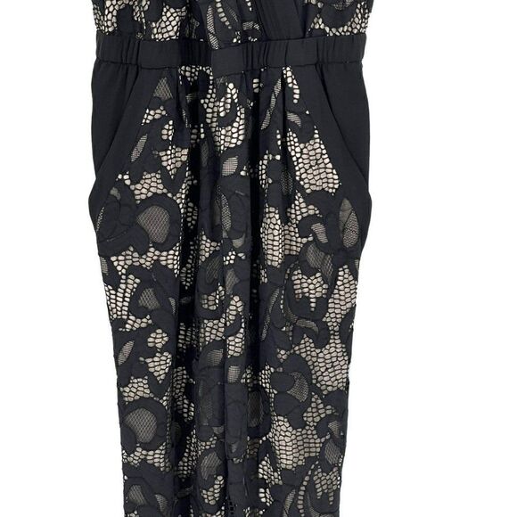 Diane Von Furstenberg Shany Abstract Floral Lace Black Sleeveless Jumpsuit 2 - Picture 5 of 11